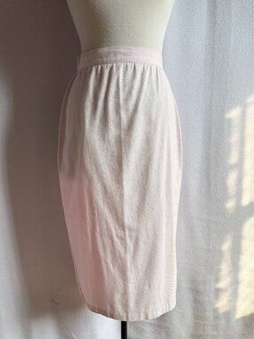 Vintage 1980s Does 1950s Pink Cotton Pleated Wiggle Skirt 27 Waist